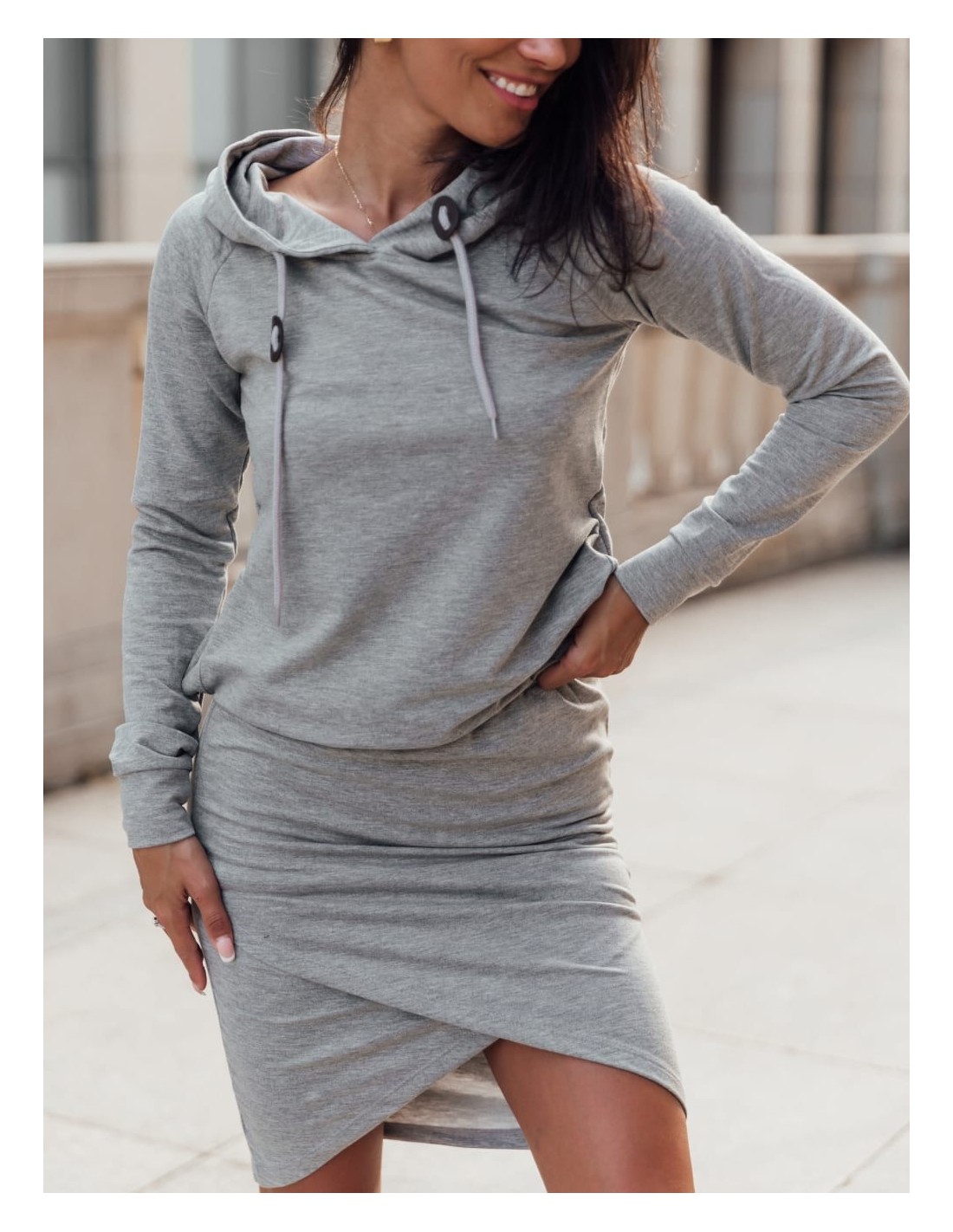 Women\'s sports set, skirt and hoodie, gray FI697 - Online store - Boutique